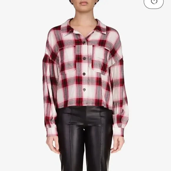 Sanctuary Pocket Detail Plaid (Viola
Plaid) Women's Clothing Boyfriend New L - Picture 4 of 7